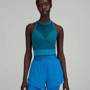 Lululemon Seamless Mesh Supportive Training Tank Top In Poolside Size 4